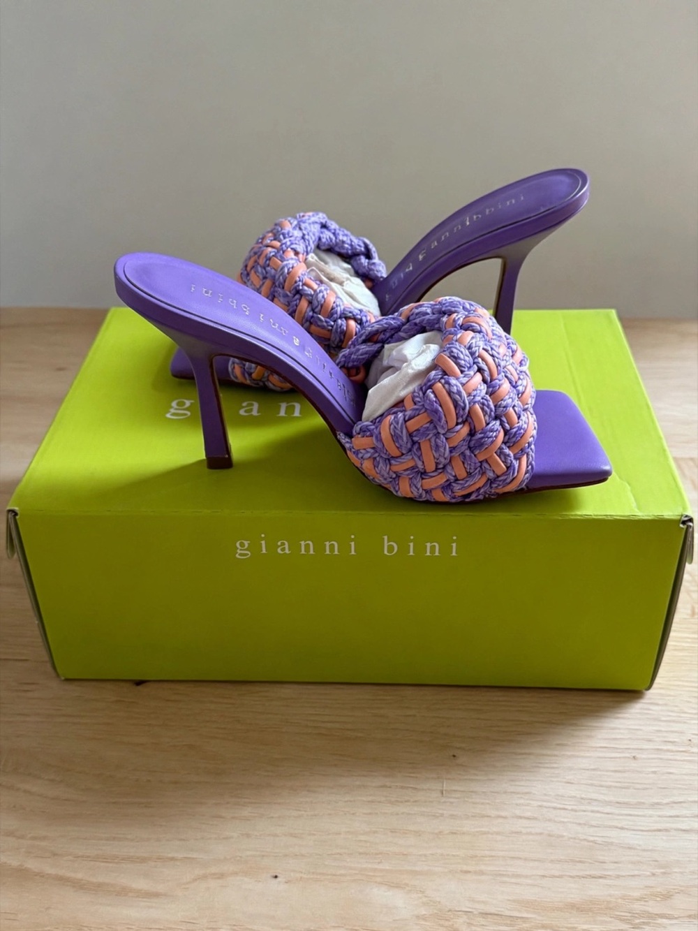 Gianni Bini Bibby Lilac Multi Woven Heel Mules
